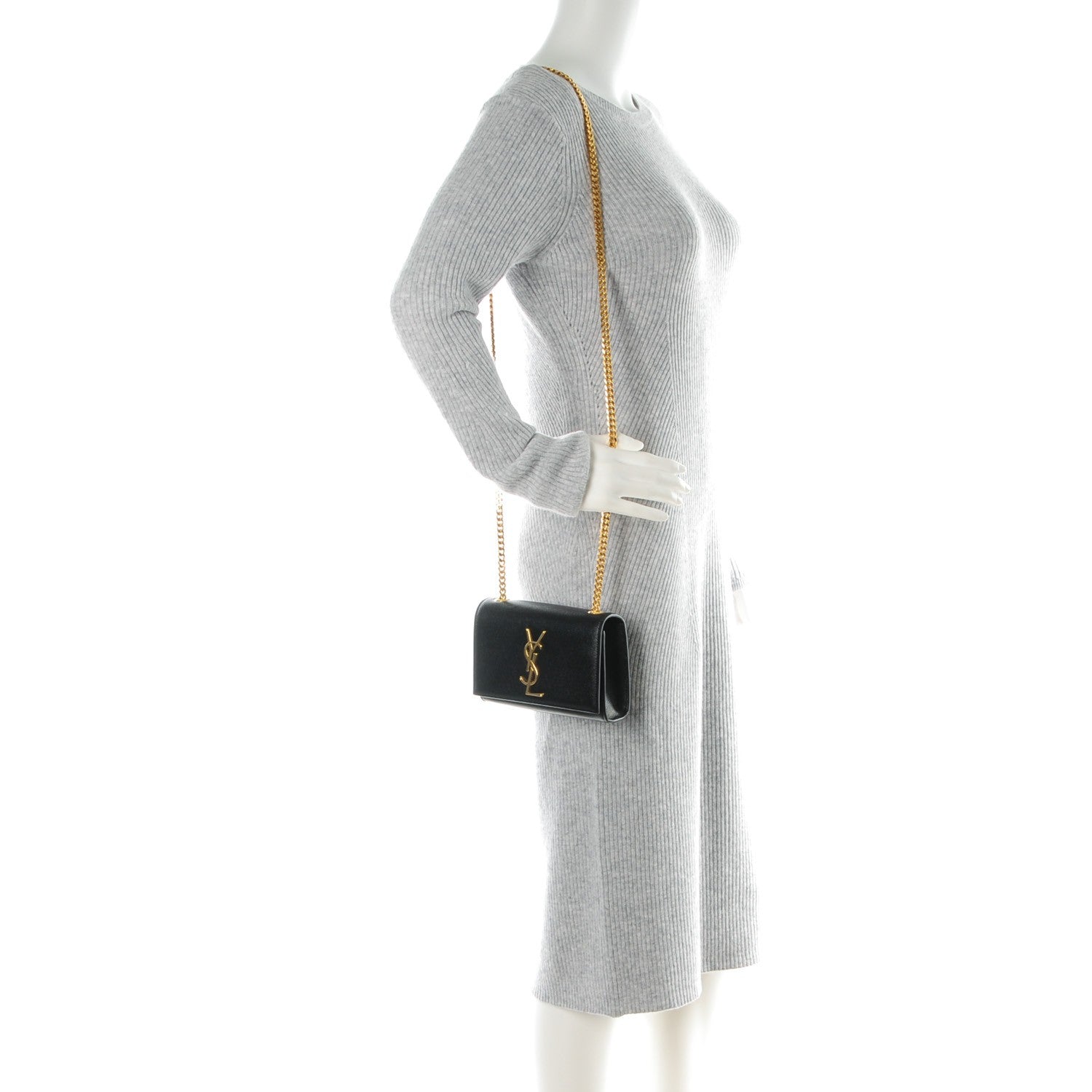 Saint Laurent Grain De Poudre Small Monogram Kate Satchel Black 2 of 6