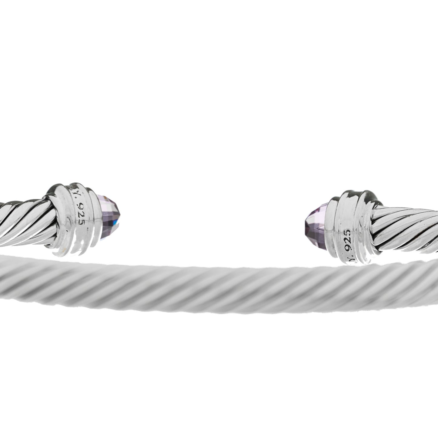 Sterling Silver Diamond Amethyst 5mm Cable Classics Princess Bracelet
