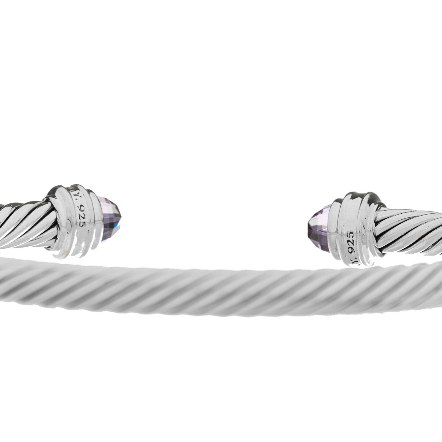 David Yurman Sterling Silver Diamond Amethyst 5mm Cable Classics Princess Bracelet 3 of 3