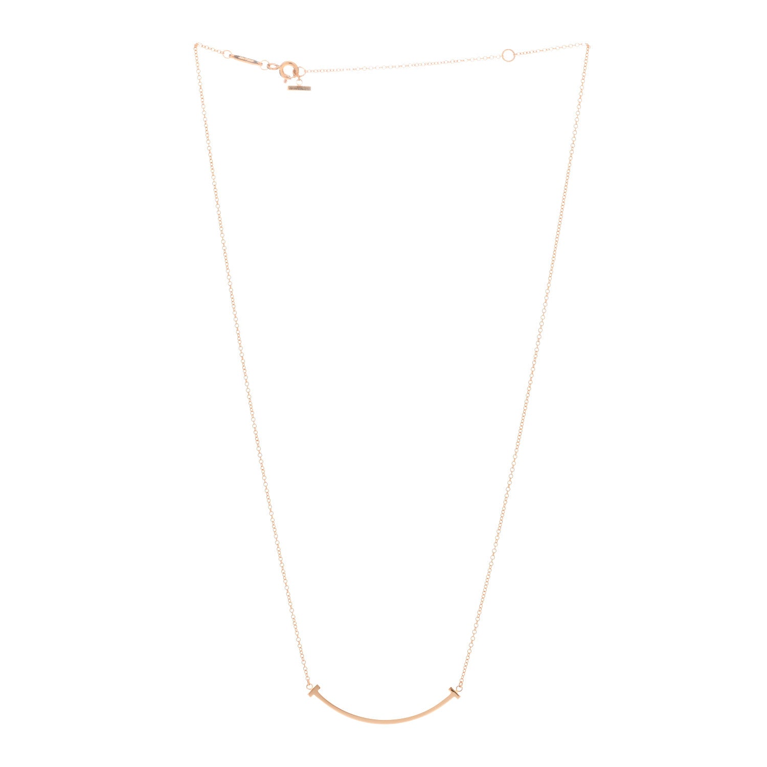 Tiffany 18K Rose Gold Small T Smile Pendant Necklace 2 of 3