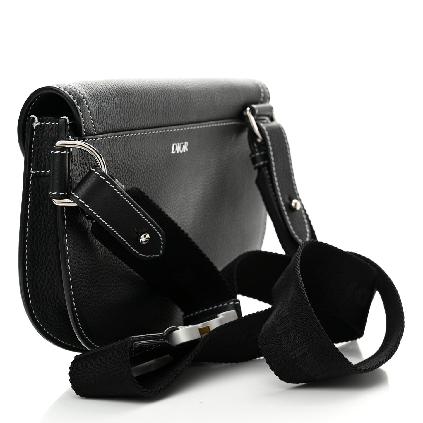 X KAWS Grained Calfskin Saddle Pouch Black