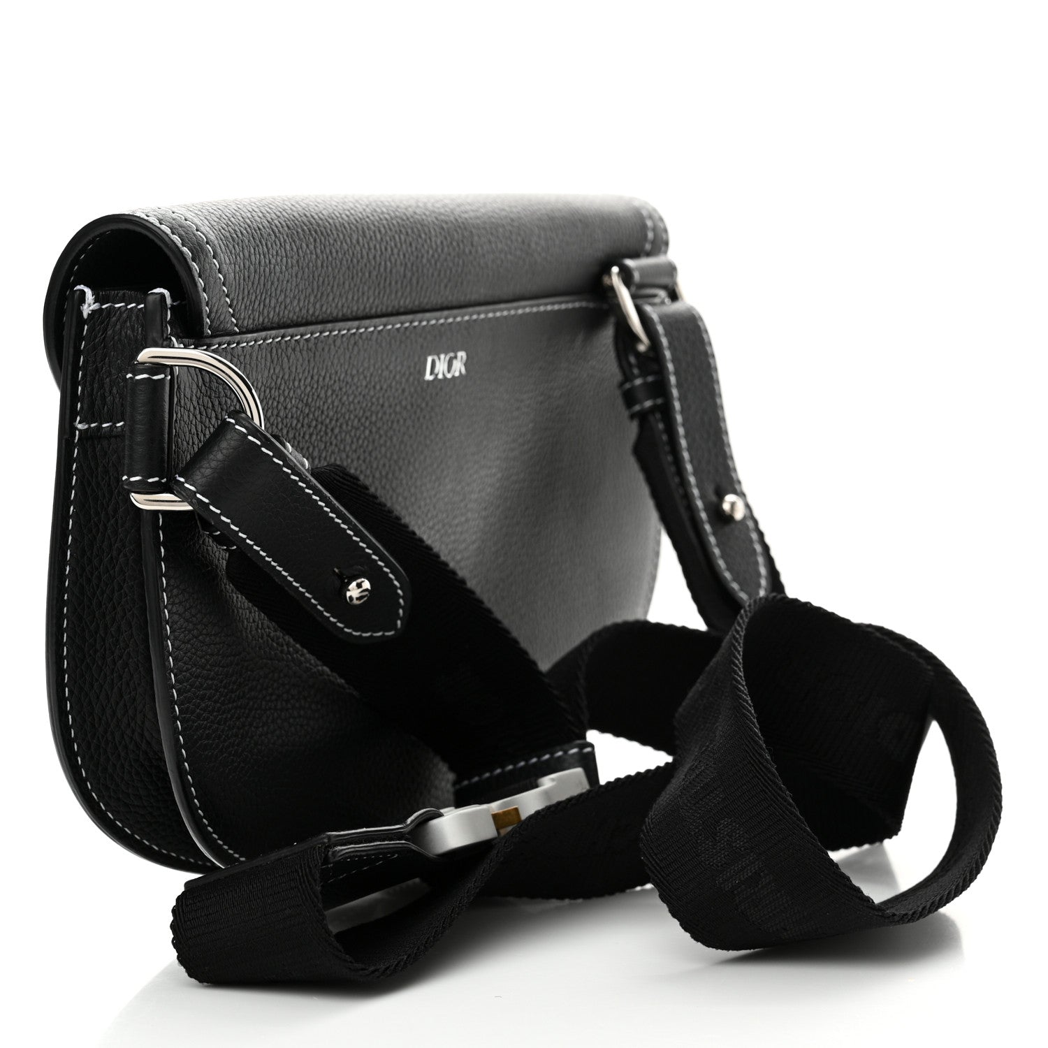 Christian Dior X KAWS Grained Calfskin Saddle Pouch Black 3 of 12