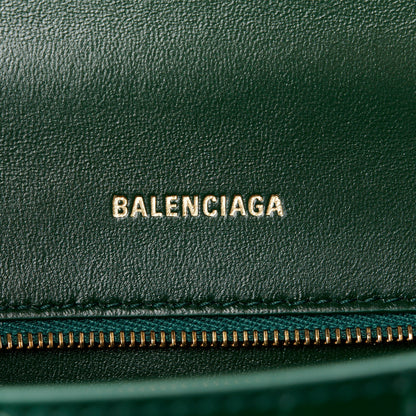 Balenciaga Shiny Calfskin Crocodile Embossed Small Hourglass Top Handle Bag Forest Green 6 of 11