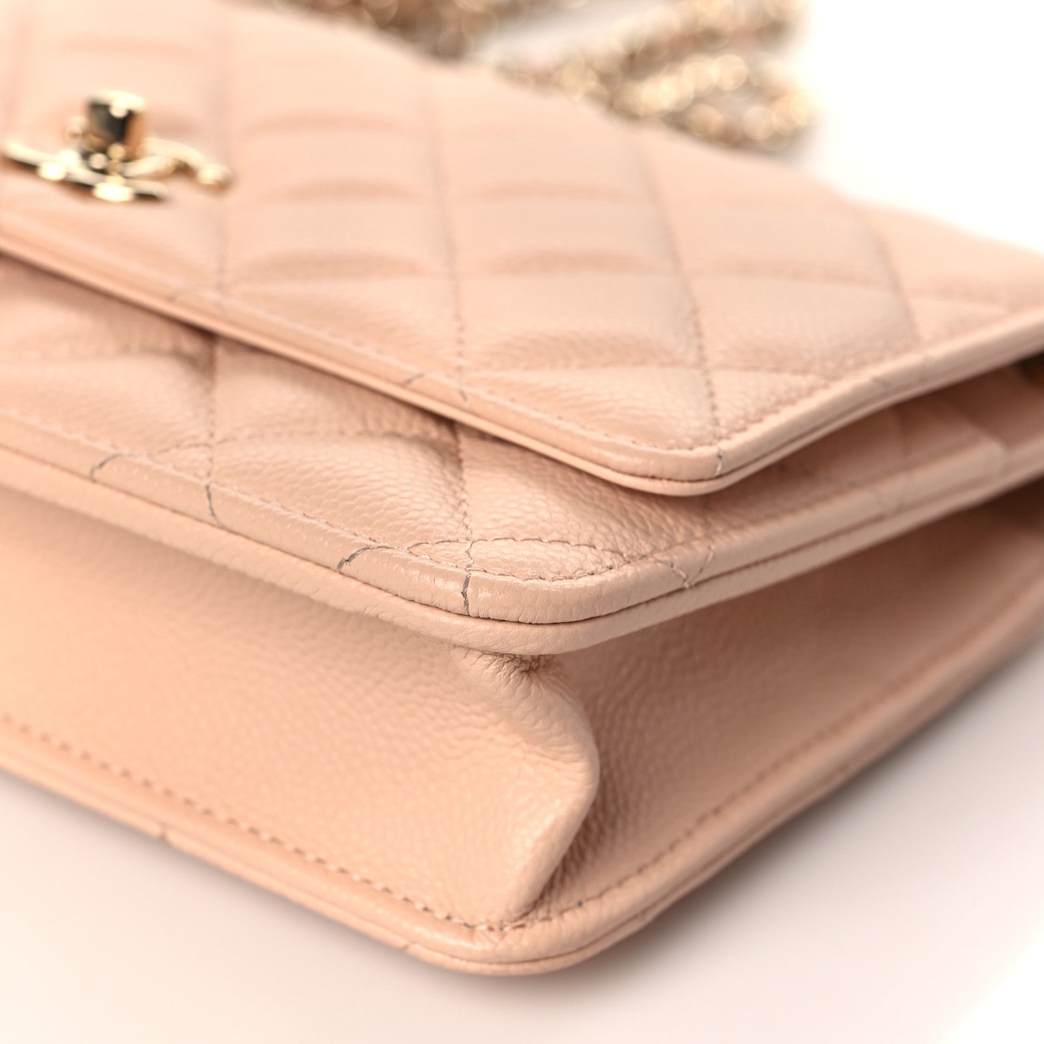 Chanel Caviar Quilted Bow Wallet On Chain WOC Light Beige 10 of 11