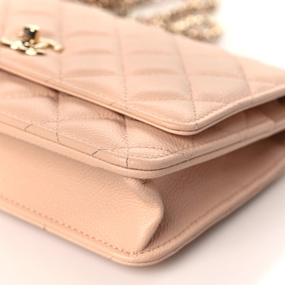 Chanel Caviar Quilted Bow Wallet On Chain WOC Light Beige 10 of 11