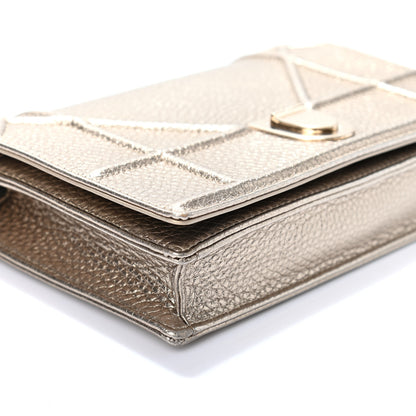 Christian Dior Metallic Grained Calfskin Diorama Wallet on Chain Pouch Light Gold 7 of 8