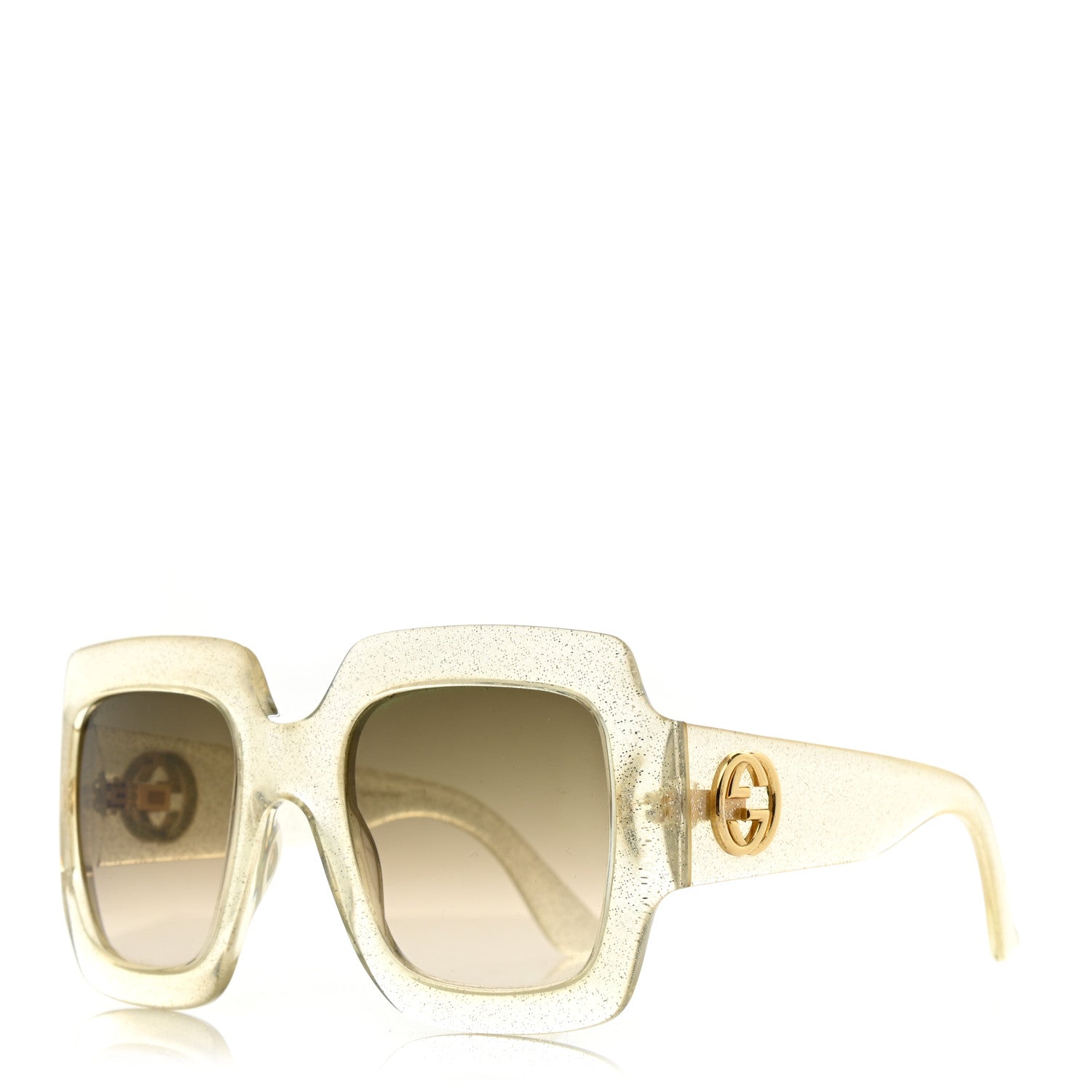Gucci Glitter Acetate Square Frame Sunglasses GG0053S Silver 1 of 7
