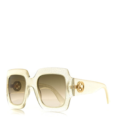 Gucci Glitter Acetate Square Frame Sunglasses GG0053S Silver 1 of 7