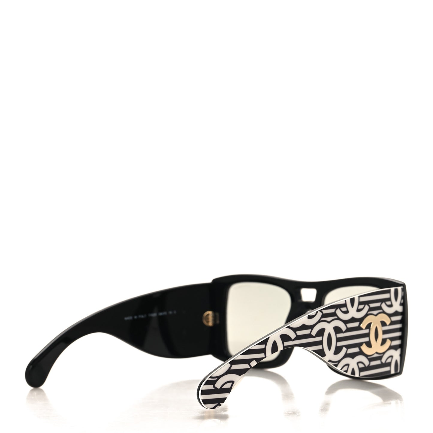 Acetate CC Logo Square Sunglasses 71628 Black White