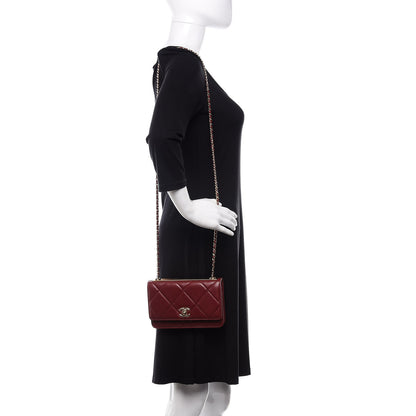 Chanel Lambskin Quilted Trendy CC Wallet On Chain WOC Burgundy 2 of 11