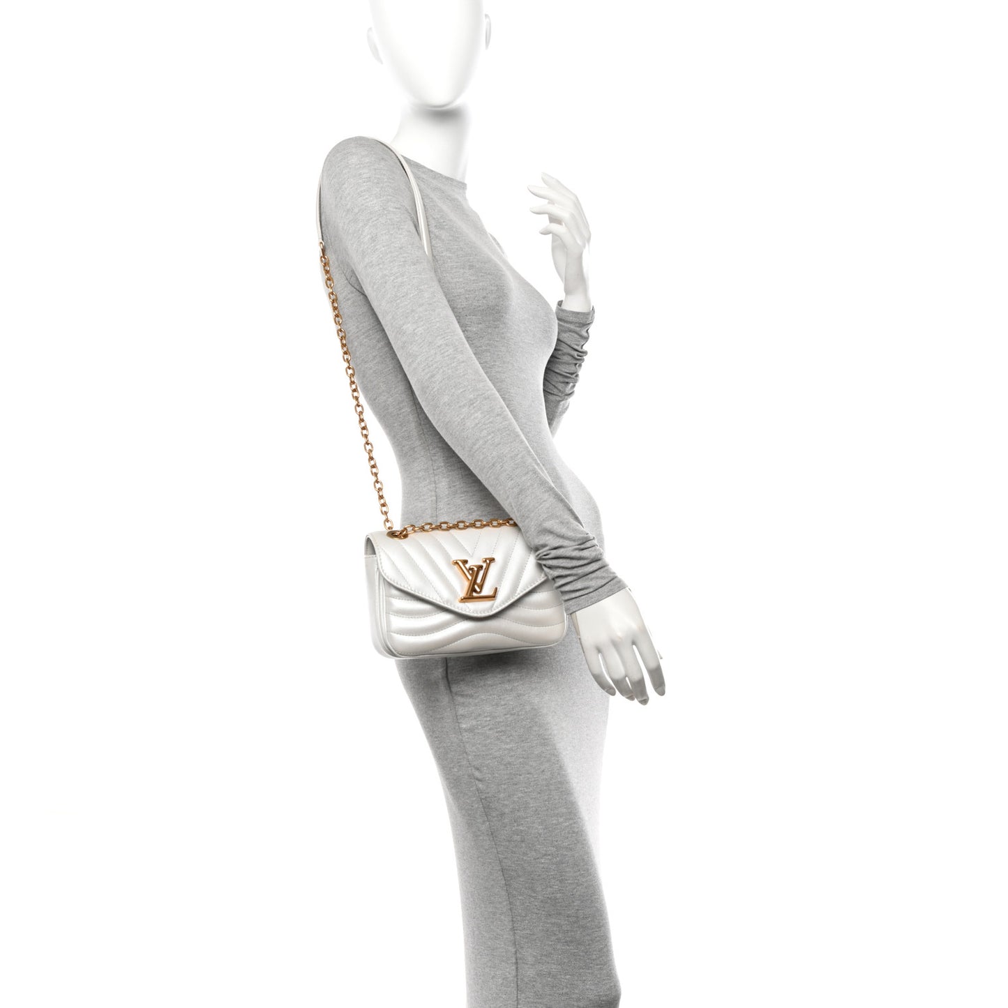 Calfskin LV New Wave Chain Bag Ivory