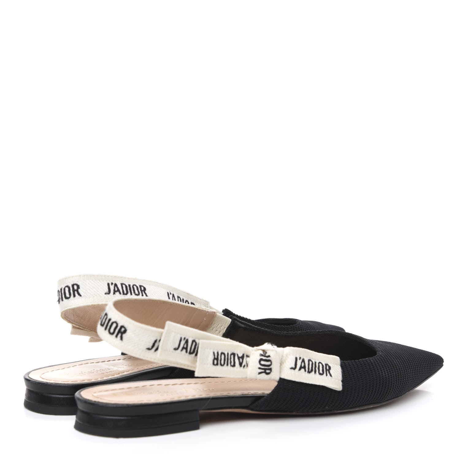 Christian Dior Technical Canvas Ribbon J'Adior Slingback Ballet Flats 37.5 Black 4 of 9