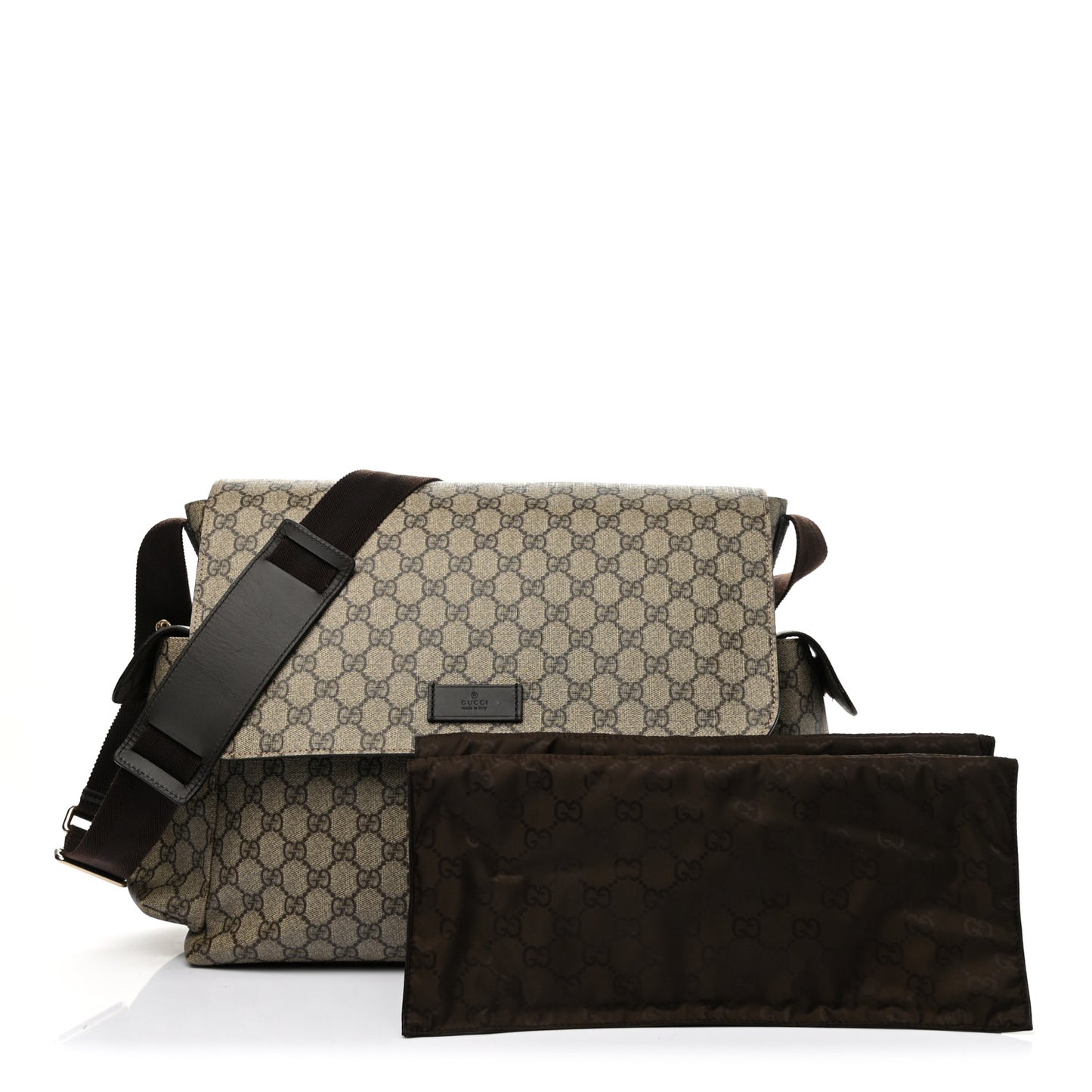 GG Plus Monogram Messenger Diaper Bag Dark Brown