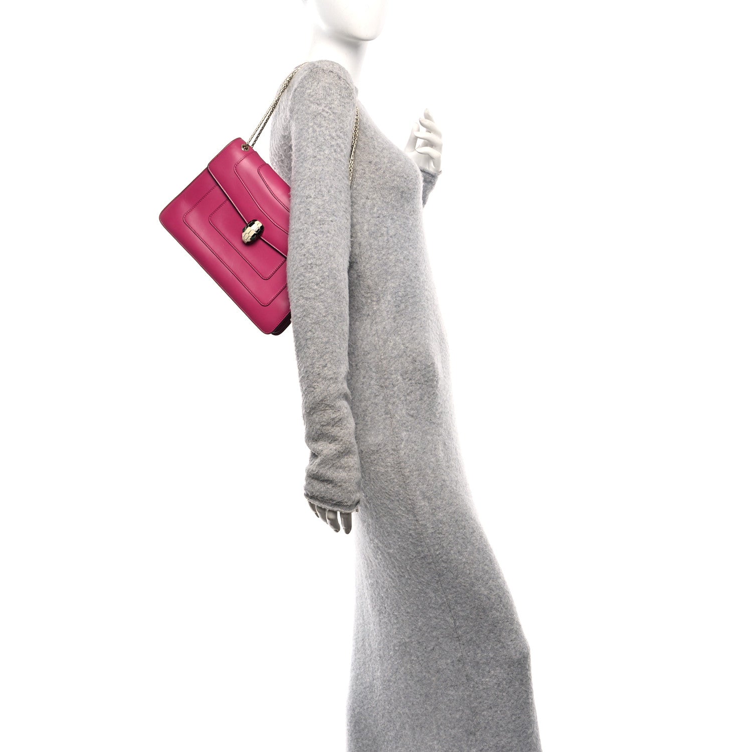 Bulgari Calfskin Serpenti Forever Snake Strap Crossbody Bag Pink 2 of 12