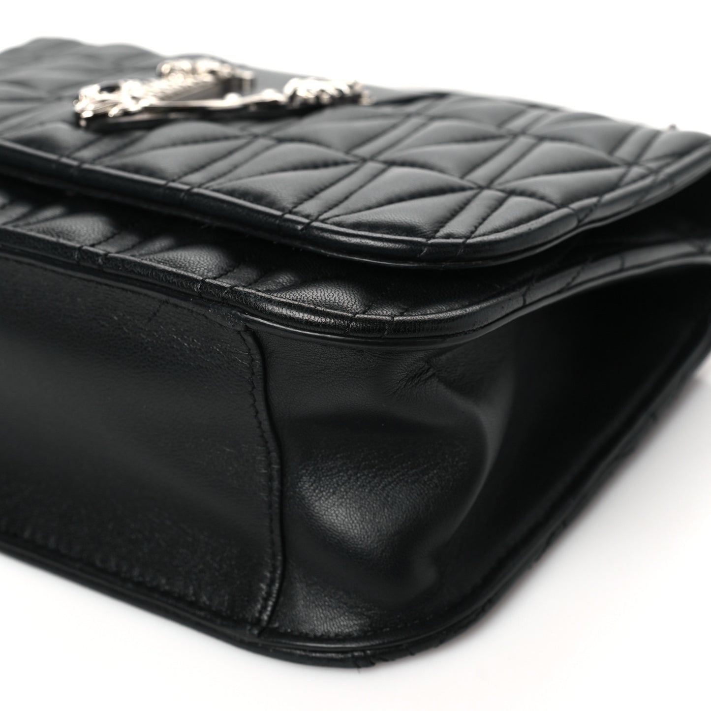 Nappa Quilted Virtus Top Handle Shoulder Bag Black