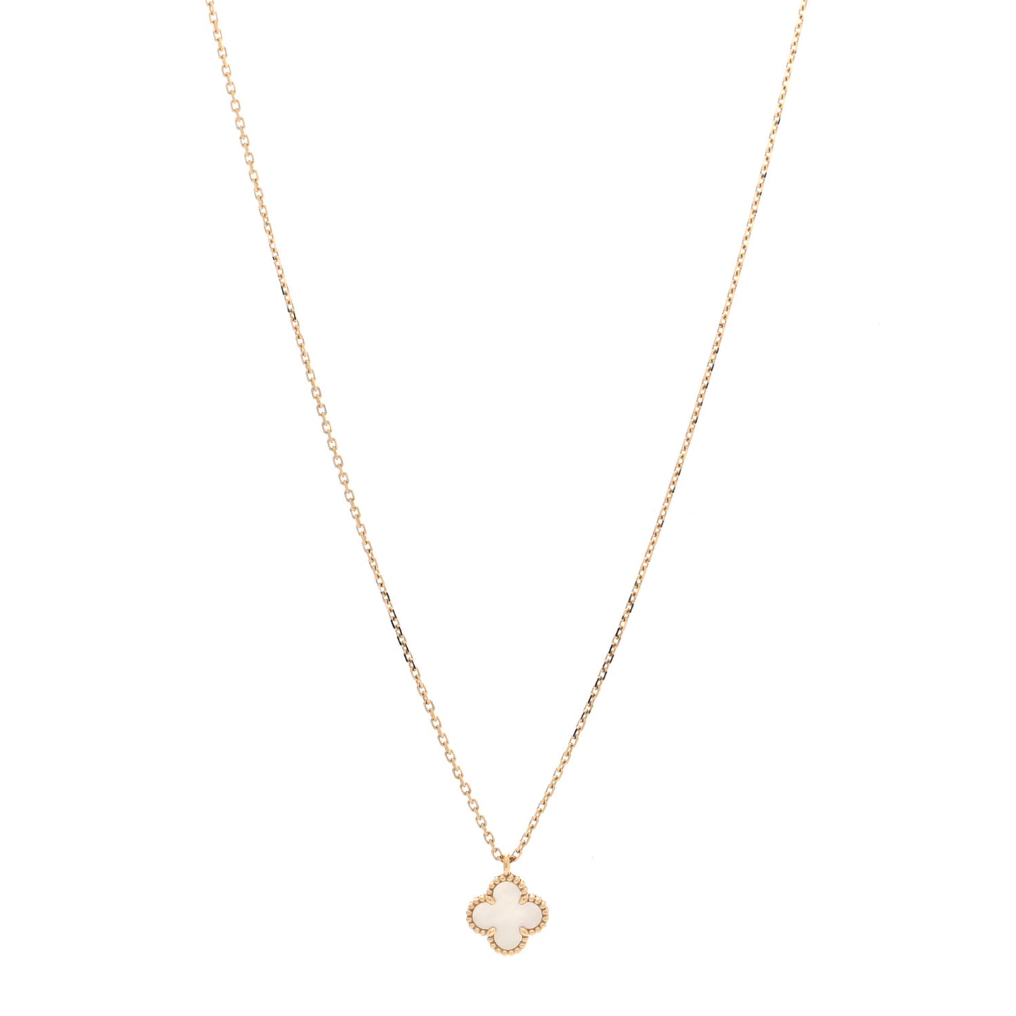 18K Yellow Gold Mother of Pearl Sweet Alhambra Pendant Necklace