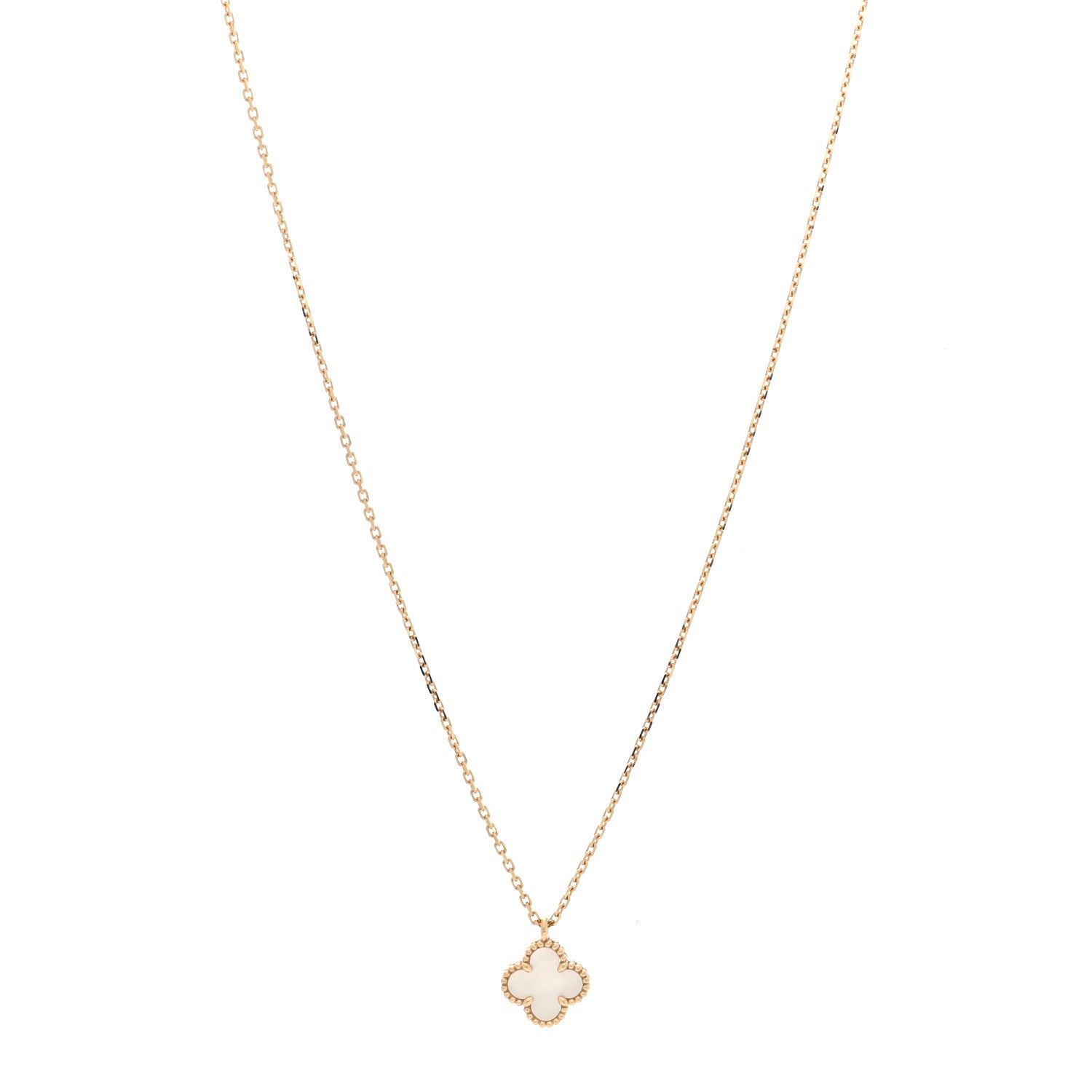 Van Cleef & Arpels 18K Yellow Gold Mother of Pearl Sweet Alhambra Pendant Necklace 1 of 4