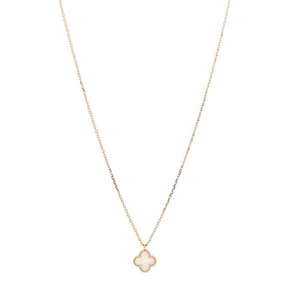 Van Cleef & Arpels 18K Yellow Gold Mother of Pearl Sweet Alhambra Pendant Necklace 1 of 4