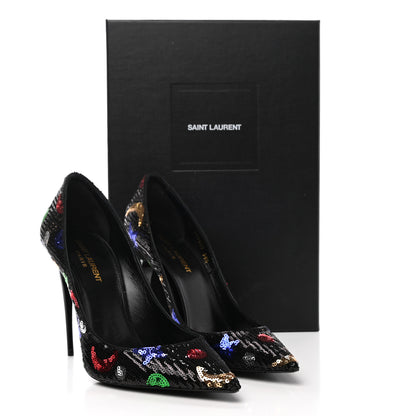 Saint Laurent Sequin Palace 105 Pumps 38.5 Black 10 of 10