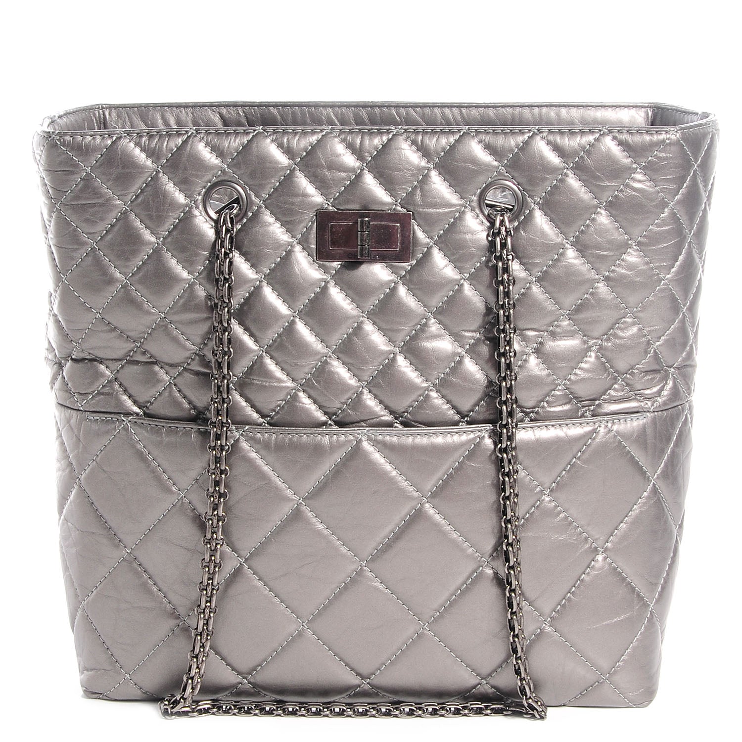 Chanel Aged Calfskin Reissue 2.55 Tote Dark Silver 1 of 7