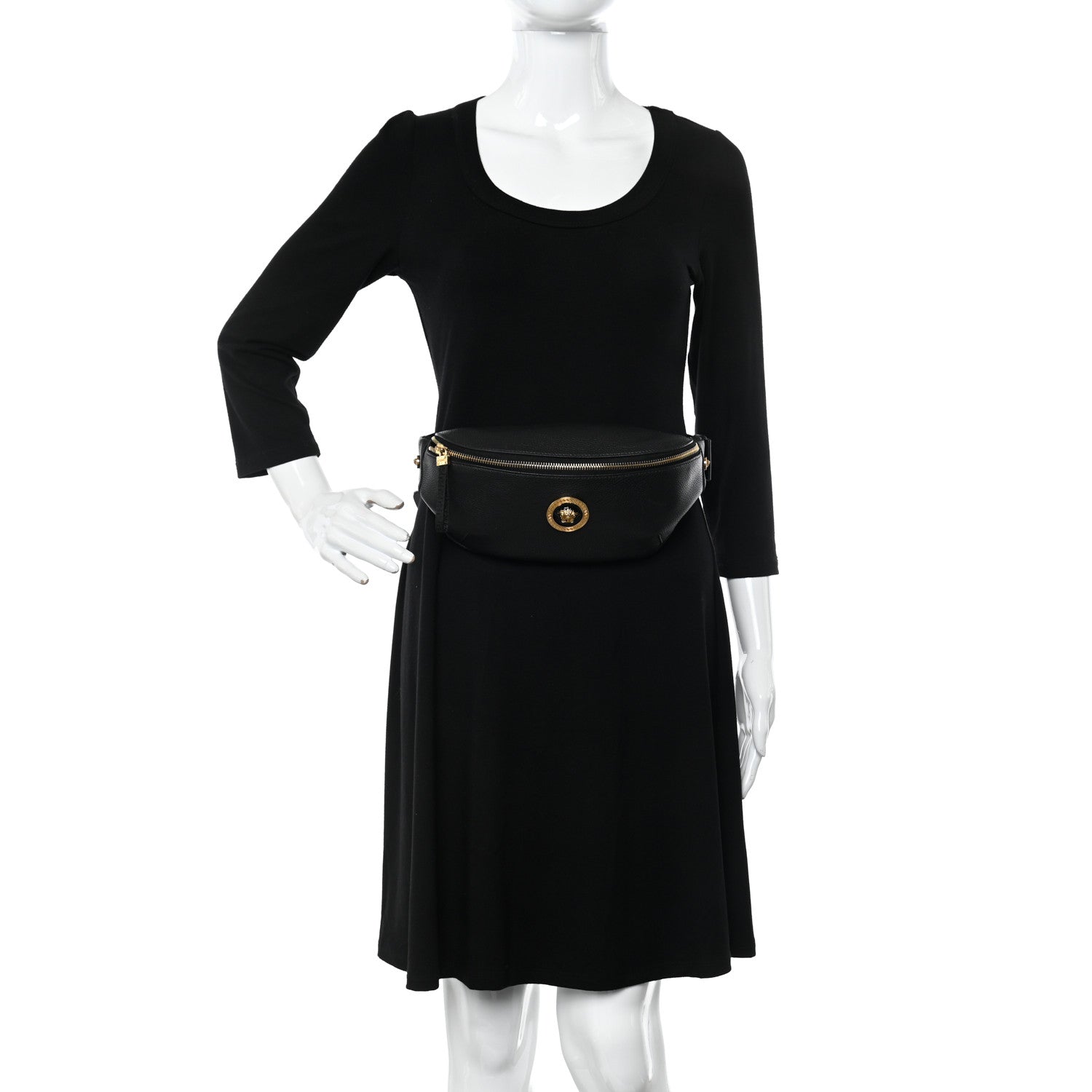 Versace Grained Calfskin Vanitas Medea Belt Bag Black 2 of 11