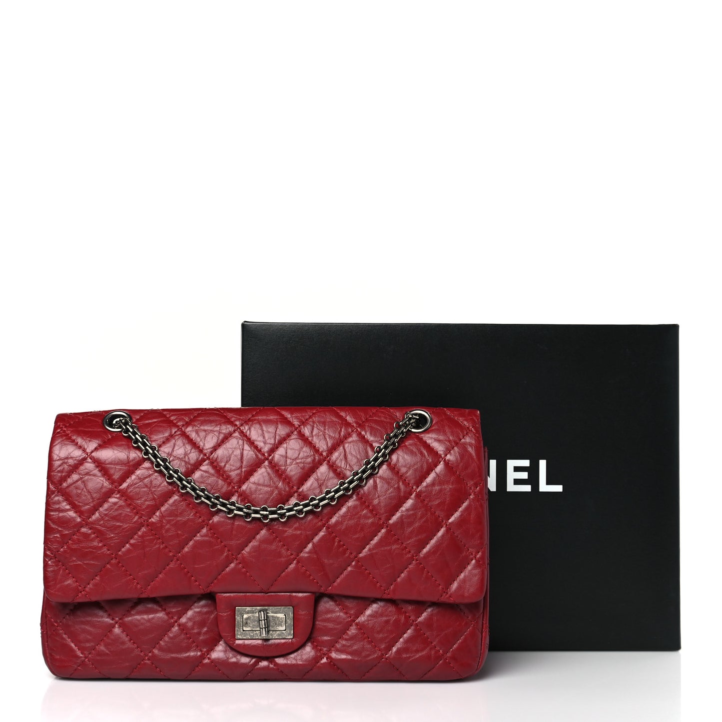Aged Calfskin Quilted 2.55 Reissue 227 Flap Red
