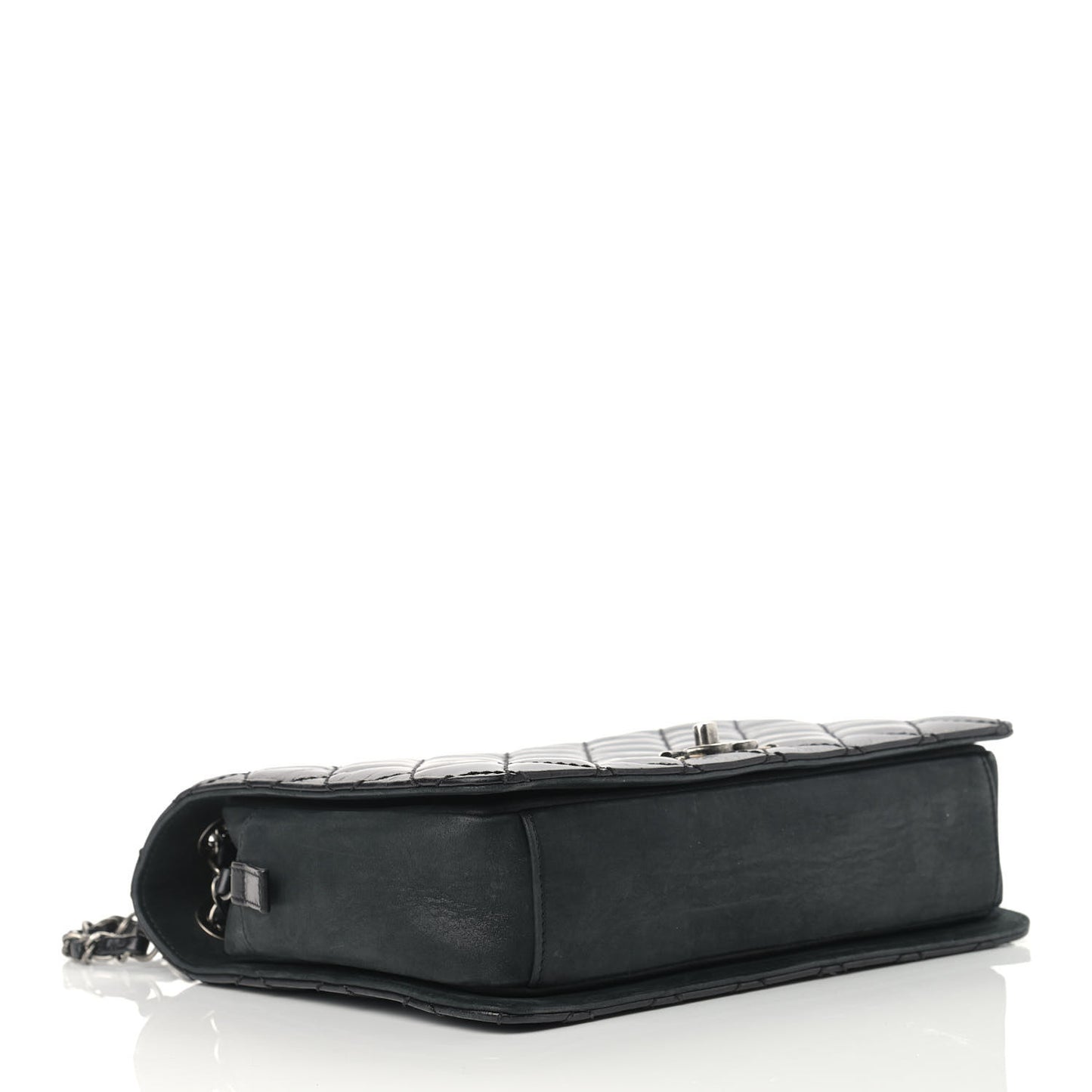 Glazed Calfskin Quilted Medium Day Trip Flap Black