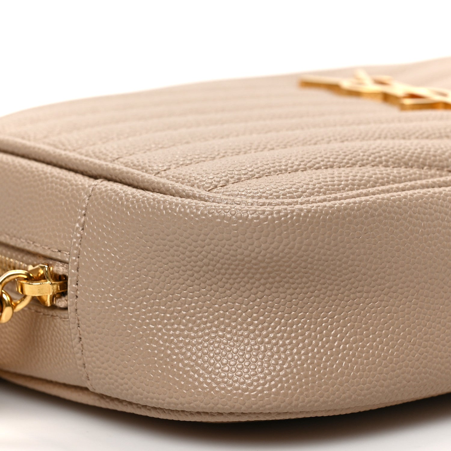 Saint Laurent Grain De Poudre Matelasse Monogram Mini Lou Camera Bag Dark Beige 7 of 8