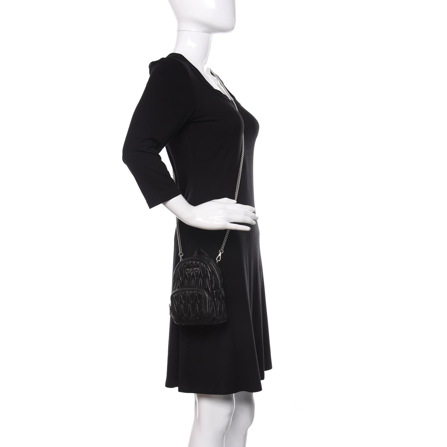 Miu Miu Nappa Matelasse Mini Backpack Black 2 of 10