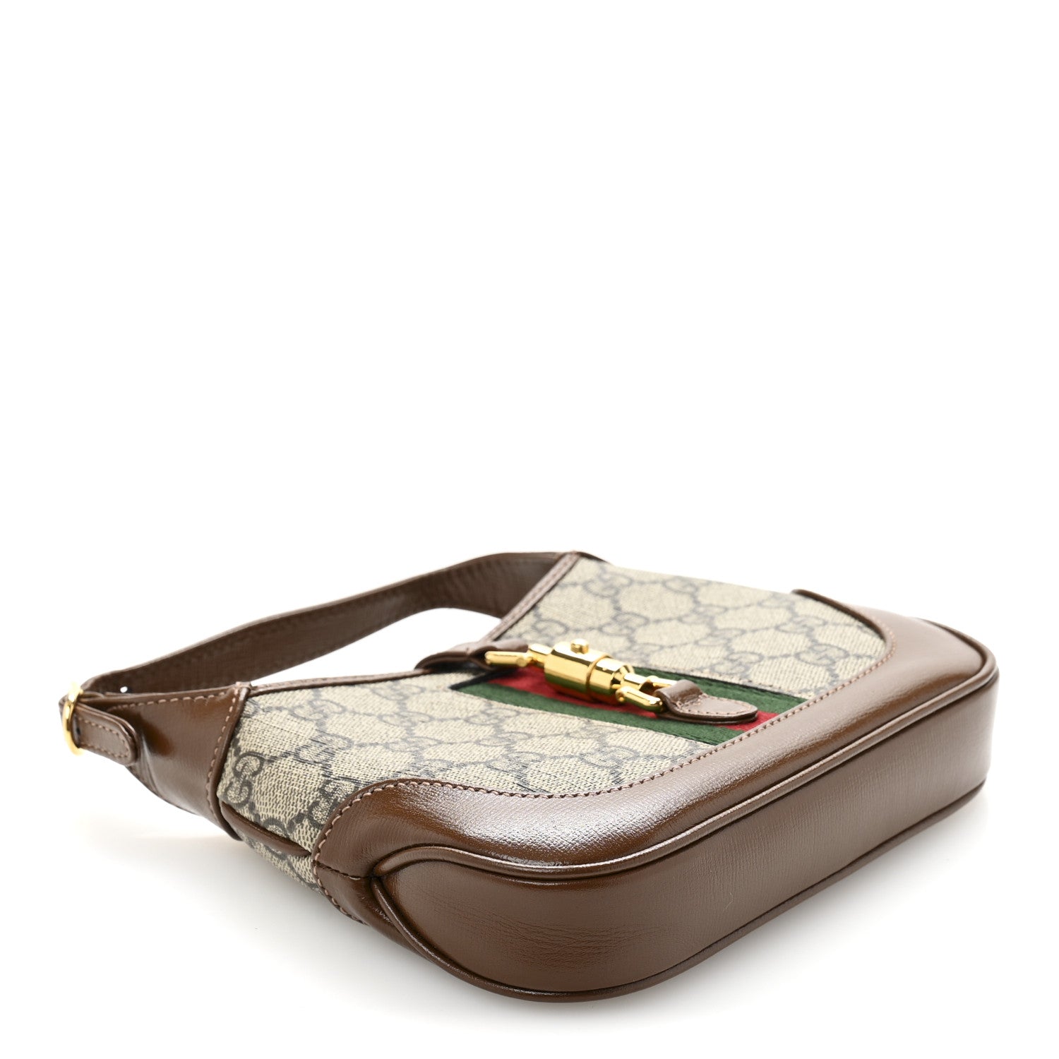 Gucci GG Supreme Monogram Azalea Calfskin Web Mini Jackie 1961 Hobo Beige Ebony Brown Sugar 4 of 12