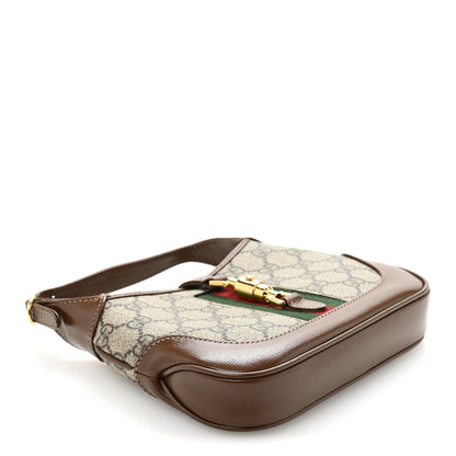 Gucci GG Supreme Monogram Azalea Calfskin Web Mini Jackie 1961 Hobo Beige Ebony Brown Sugar 4 of 12