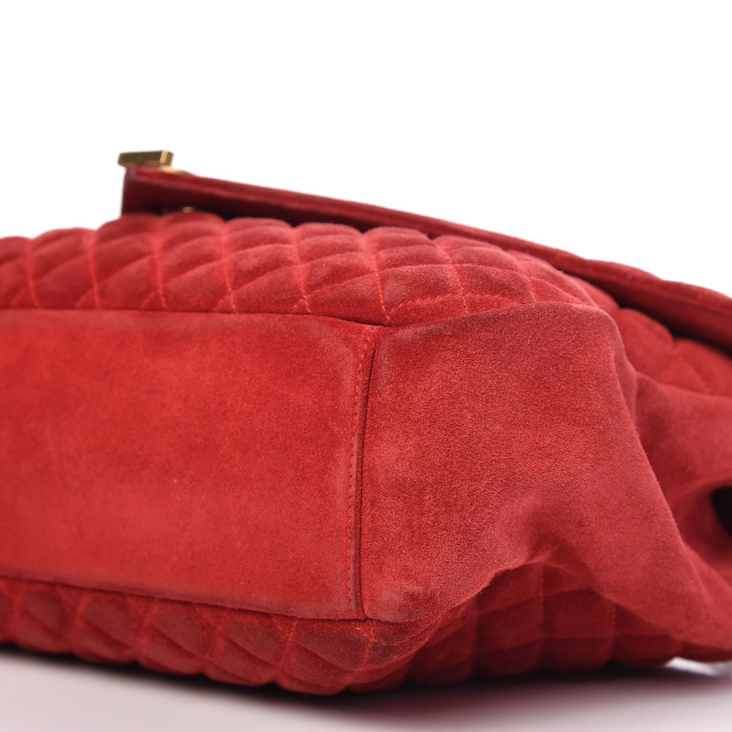 Saint Laurent Suede Mixed Matelasse Triquilt Large Monogram Envelope Satchel Red 7 of 10