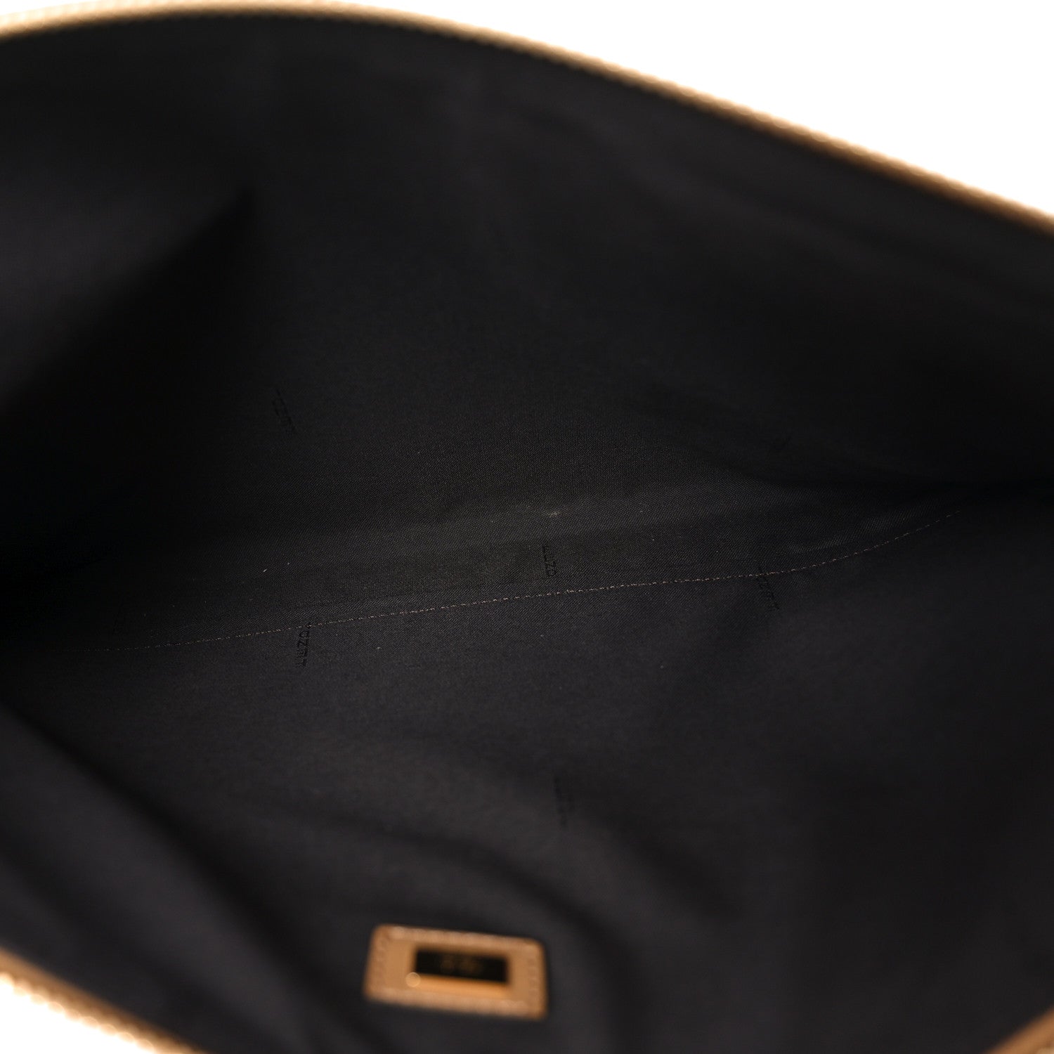 Fendi Vitello King Logo Embossed Large Flat Pouch Miele Scuro 5 of 7