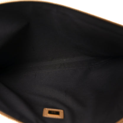 Fendi Vitello King Logo Embossed Large Flat Pouch Miele Scuro 5 of 7