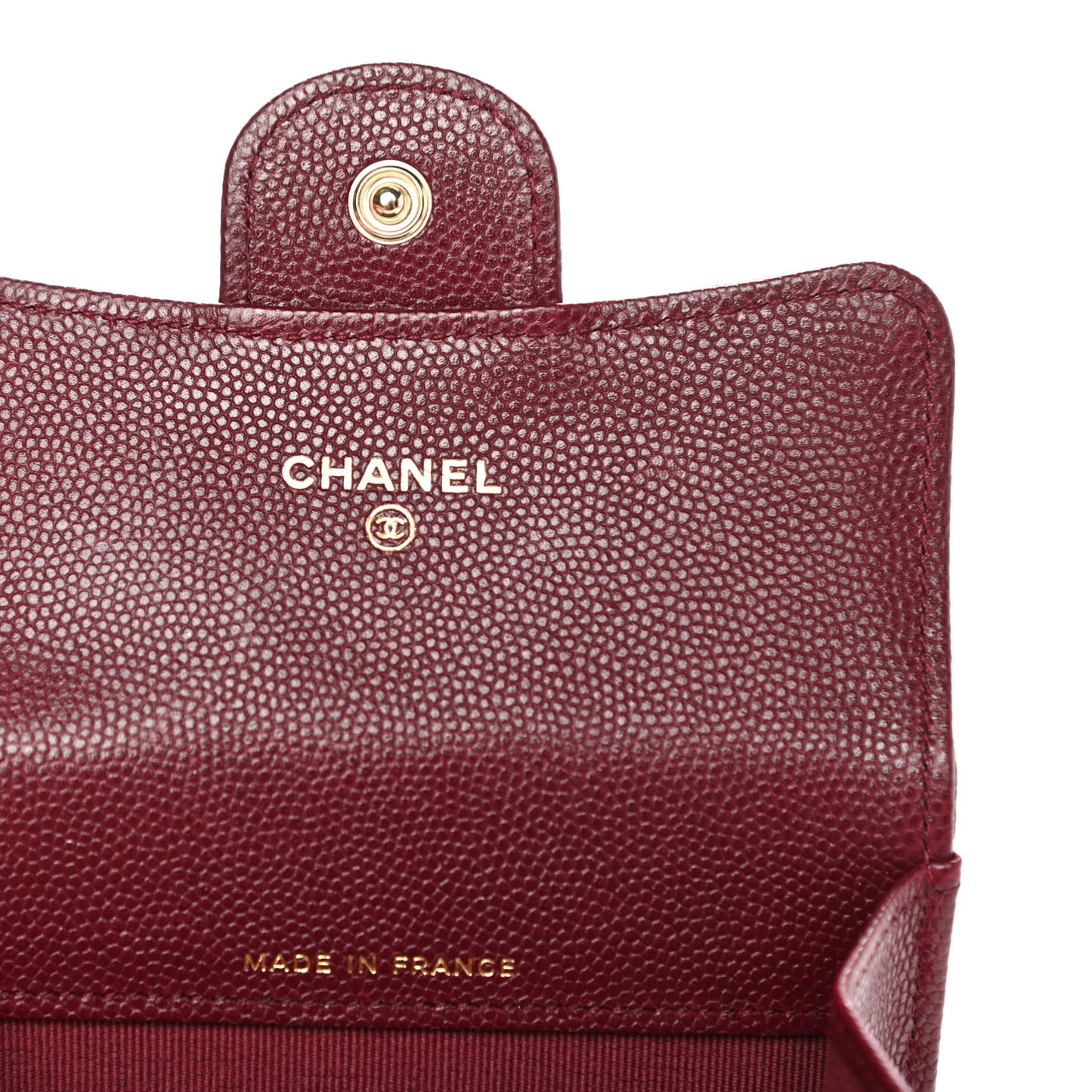 Caviar Quilted Flap Card Holder Wallet Burgundy