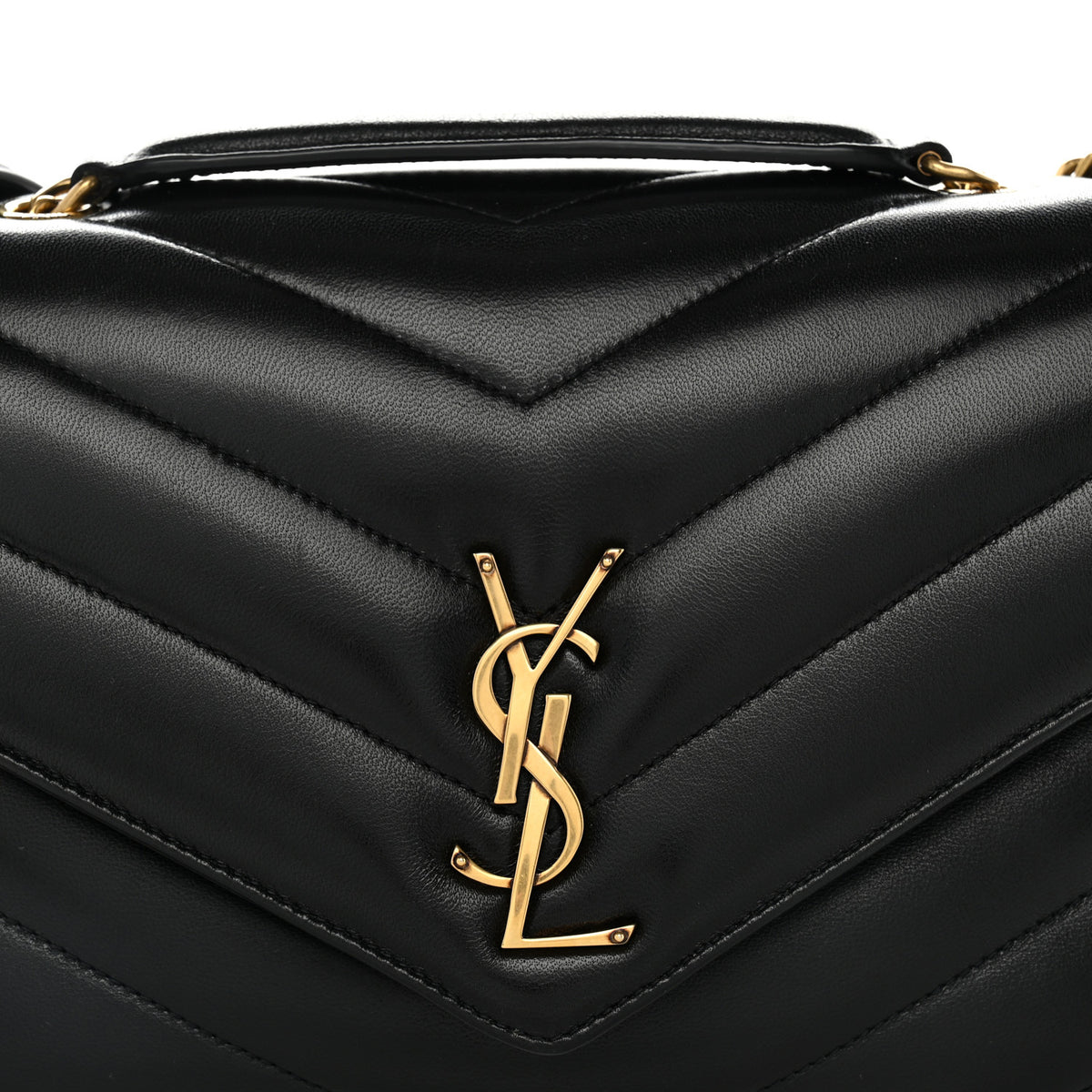 Saint Laurent Lambskin Chevron Quilted Medium Loulou Black 17 of 21