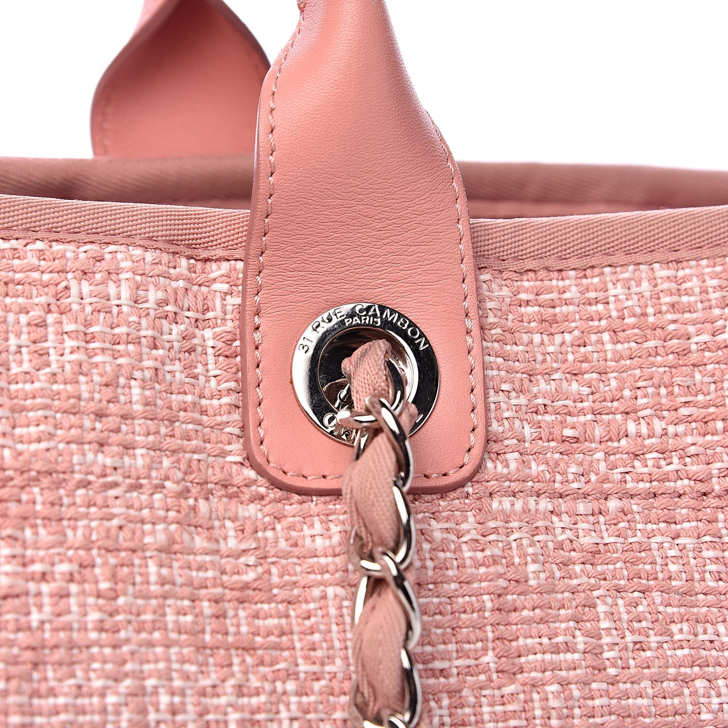 Chanel Straw Lurex Large Deauville Tote Pink 11 of 14