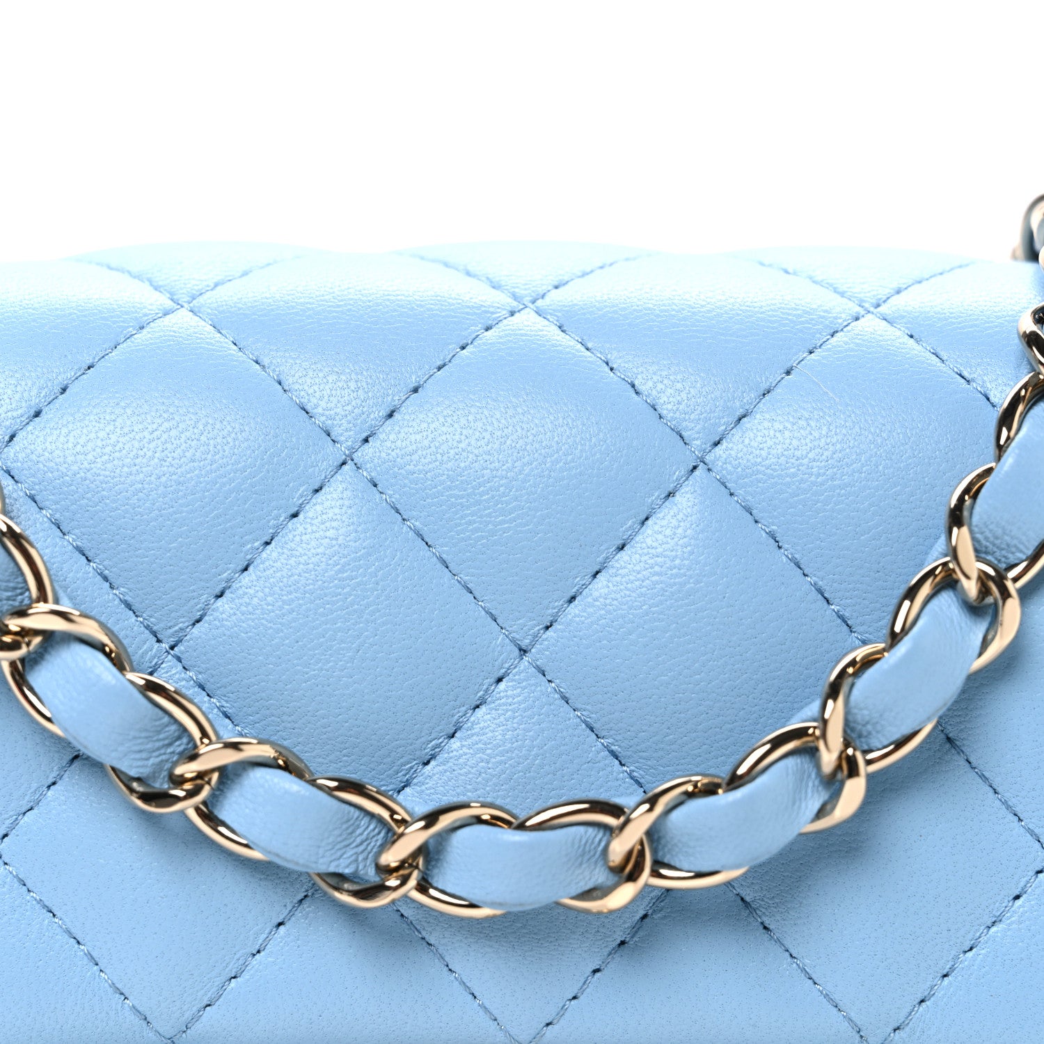 Chanel Lambskin Quilted Mini Rectangular Flap Light Blue 8 of 11
