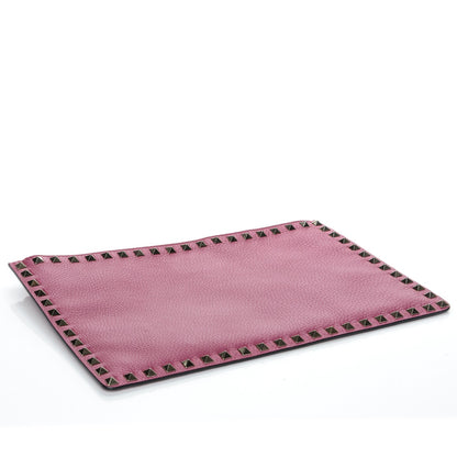 Valentino Garavani Pebbled Calfskin Large Rockstud Zip Pouch Deep Cyclamin 4 of 7