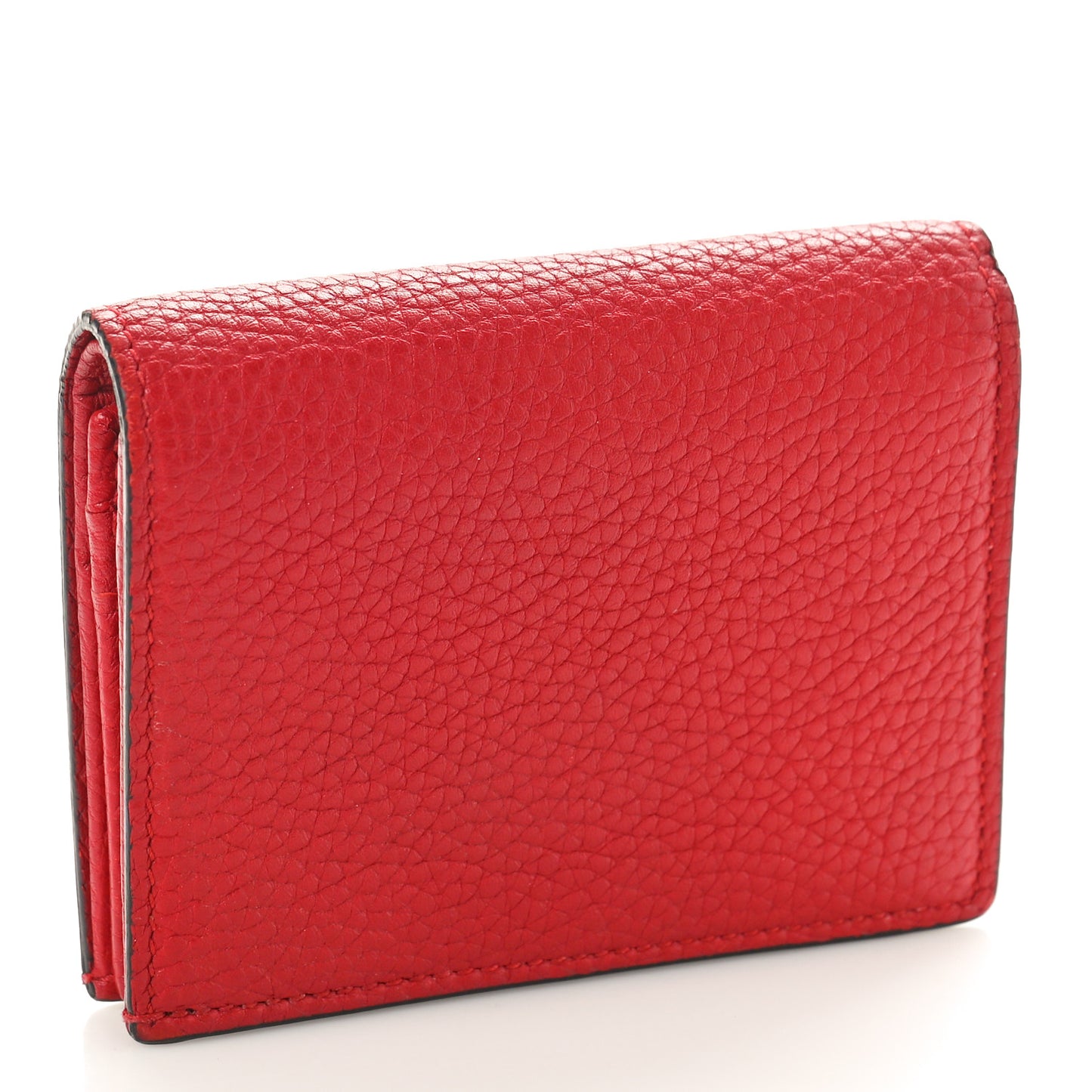 Pebbled Calfskin Animalier Card Case Red