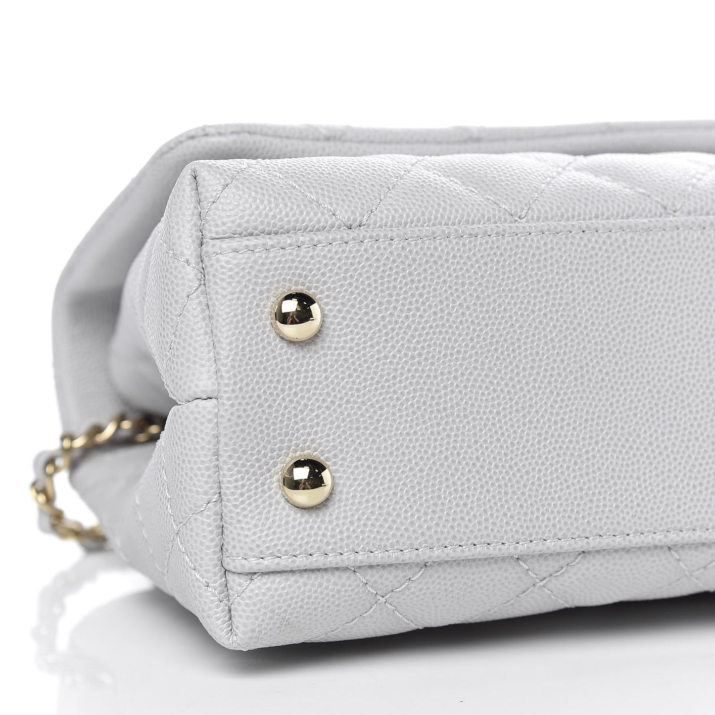 Caviar Quilted Mini Coco Handle Flap Light Grey