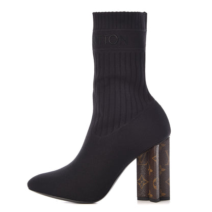 Louis Vuitton Monogram Stretch Fabric Silhouette Ankle Boots 41 Black 1 of 7