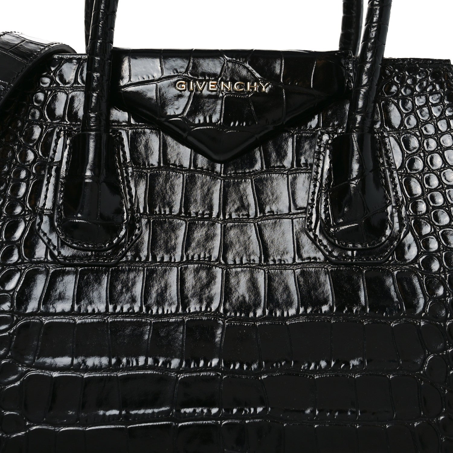 Givenchy Calfskin Crocodile Embossed Small Antigona Black 8 of 10