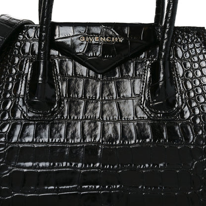 Givenchy Calfskin Crocodile Embossed Small Antigona Black 8 of 10