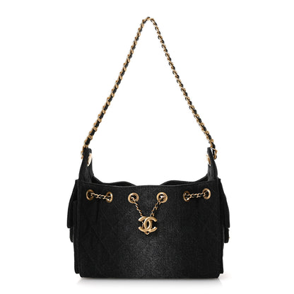 Chanel Washed Denim Quilted Mini Chanel 25 Handbag Black 1 of 11