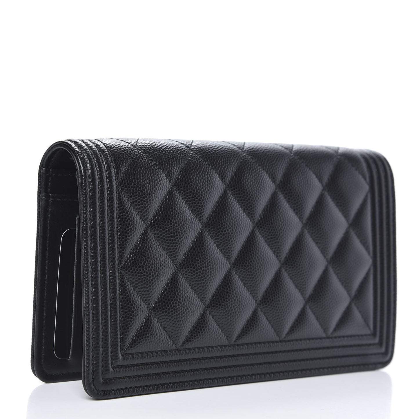 Caviar Quilted Boy Yen Wallet Black
