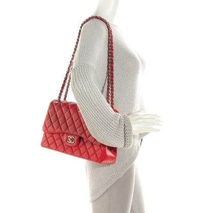Chanel Lambskin Quilted Jumbo Double Flap Red 2 of 9