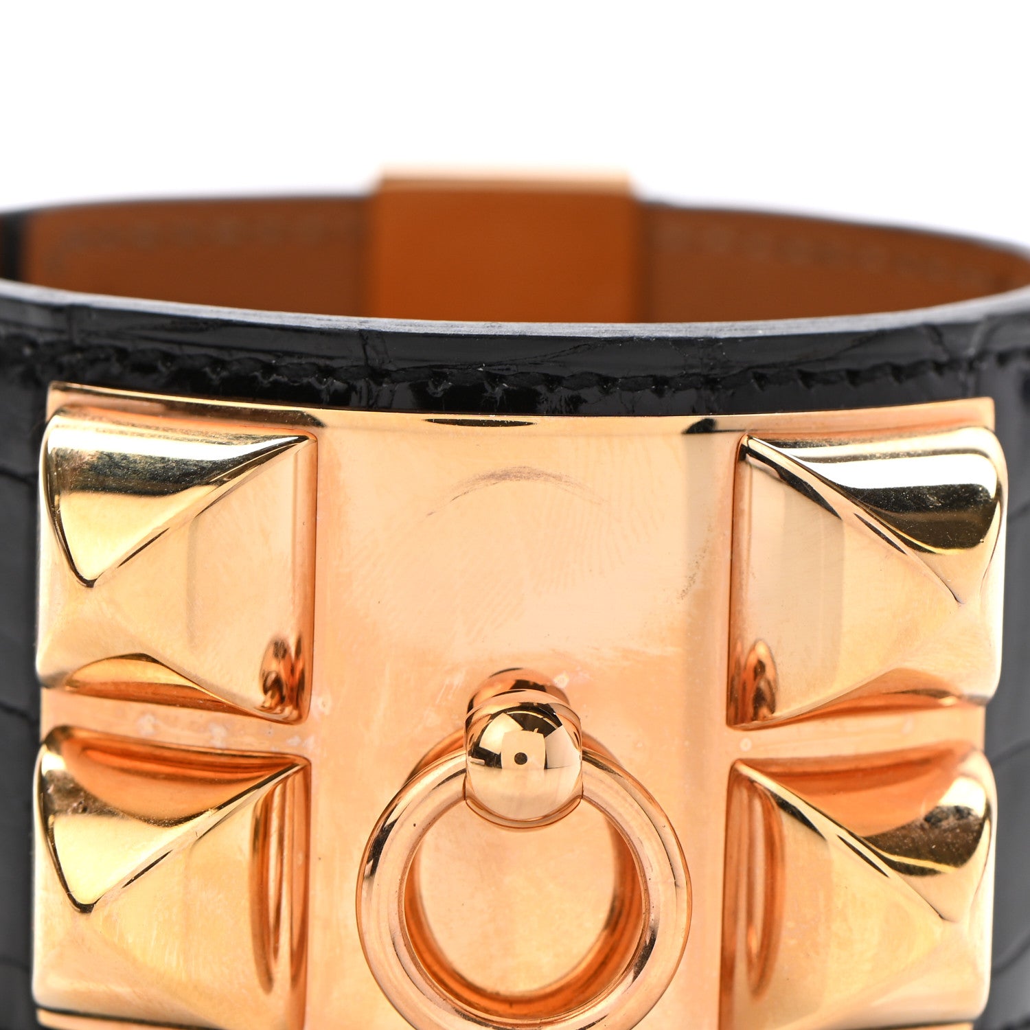 Hermes Shiny Alligator Collier de Chien CDC Bracelet T3 Black 4 of 10