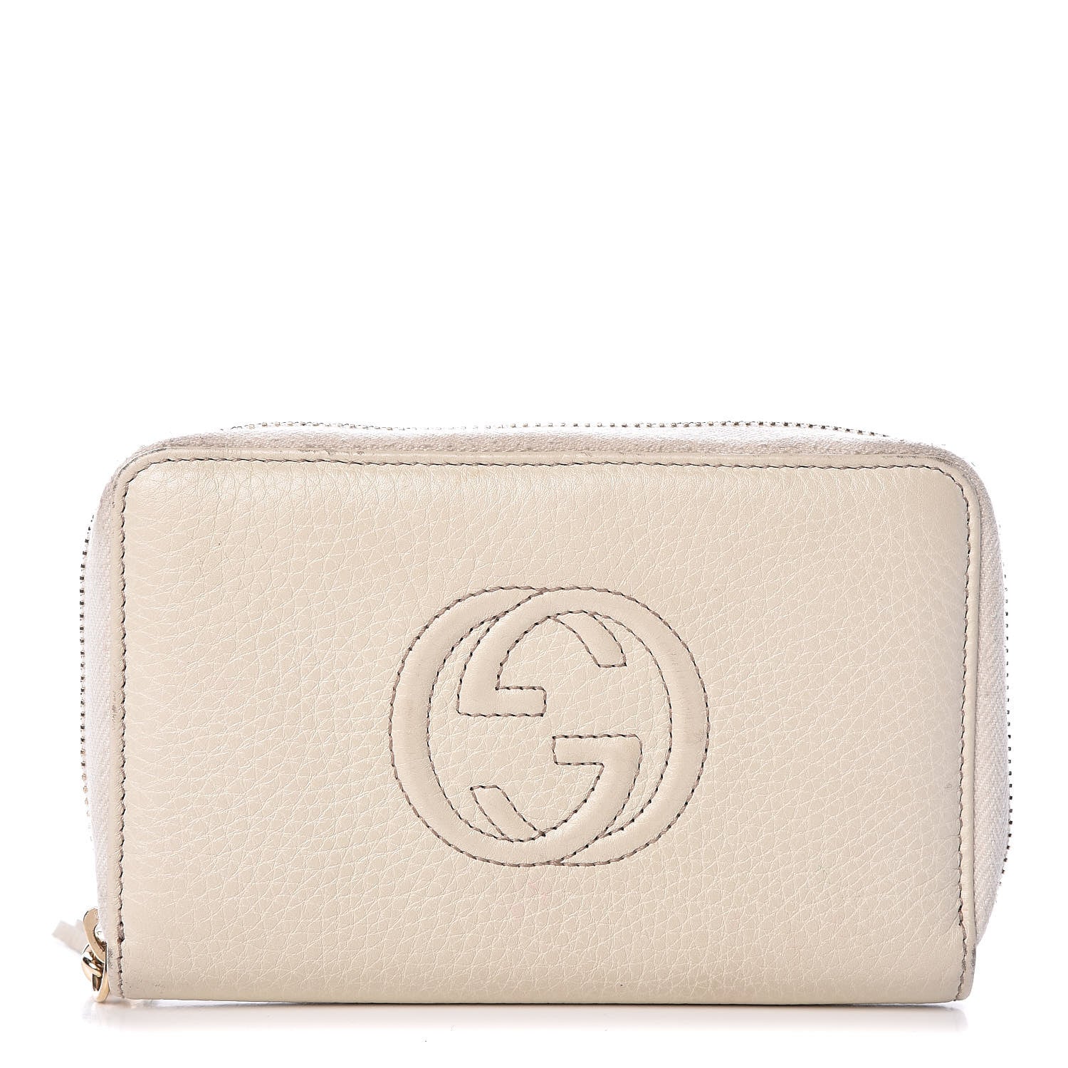 Gucci Pebbled Calfskin Medium Soho Zip Around Wallet Off White 1 of 9