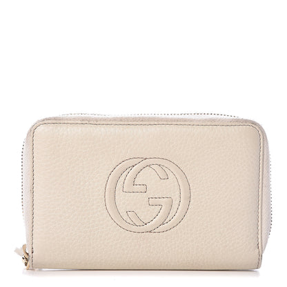 Gucci Pebbled Calfskin Medium Soho Zip Around Wallet Off White 1 of 9